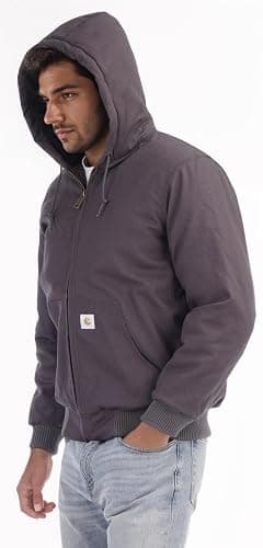 TUAOVA Men's Loose Fit Quilted Flannel Lined Workwear Waterproof Active Jacket Hooded Work Coat thumbnail 4