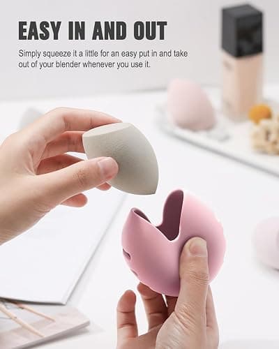 FERYES Silicone Makeup Sponge Holder Unbreakable and Eco-Friendly for Travel Pink thumbnail 2