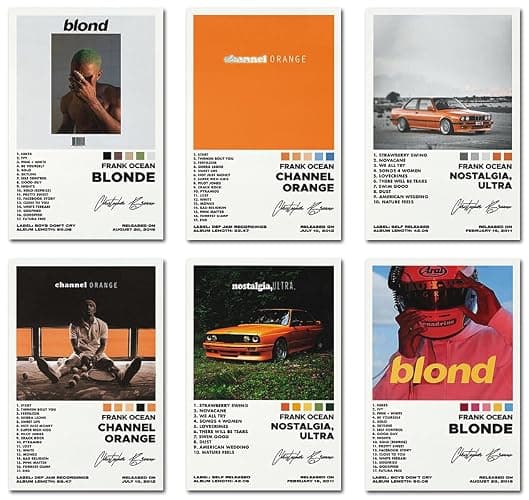 BATWHO 6-Piece Set Frank Ocean Poster (Blonde，Channel Orange， Nostalgia Ultra) Canvas Album Unframed Set - 8x12IN thumbnail 4