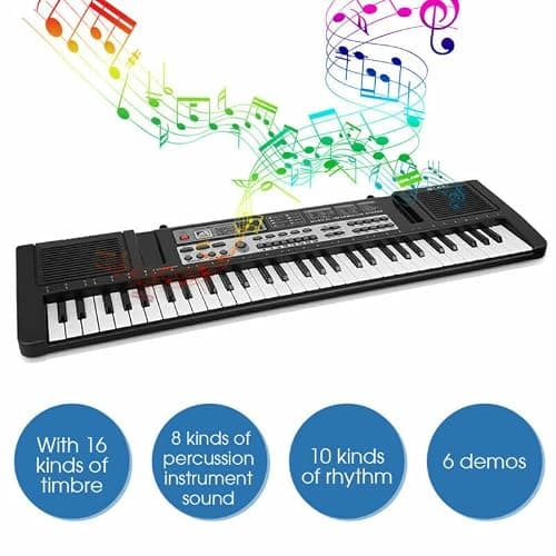 61 Keys Piano Keyboard, Electronic Keyboard Piano with Built-In Speaker Microphone, Portable Keyboard Gift Teaching for Beginners, Digital Music Keyboard Piano, Birthday Gift for Children thumbnail 2