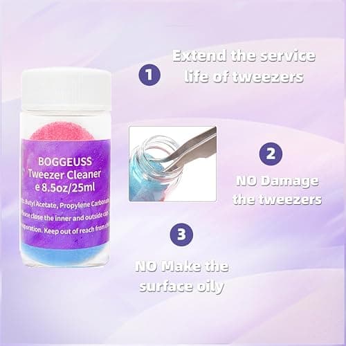 BOGGEUSS Lash Tweezer Cleaner Eyelash Extensions Tweezers Cleaning Tool for Lash Glue Remover Liquid Glue Cleaner Eyelash Extension Supplies 25ml thumbnail 3