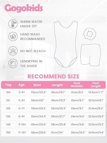 Gogokids Girls' Three-Piece Gymnastics Set, Sleeveless Leotards with Shorts and Hairband, Sparkling Ballet Dancing Unitards - Gymnastics Outfit with Gradient Color Design for 3-12 Years thumbnail 8