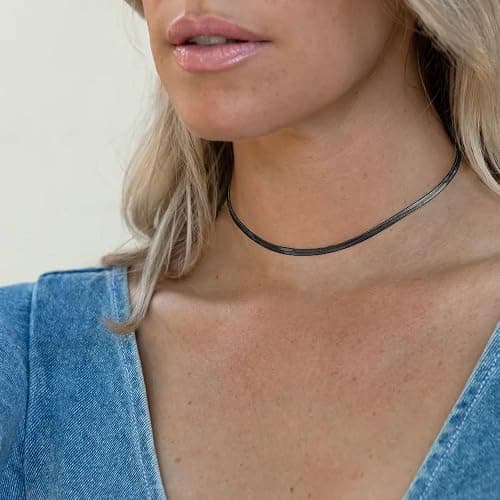 FindChic Stunning Choker Herringbone Chains for Women Stainless Steel 18K Gold/Rose Gold Plated Snake Chain Necklaces 3MM/5MM Width 12.5inch 15inch Adjustable, with Jewelry Box thumbnail 7