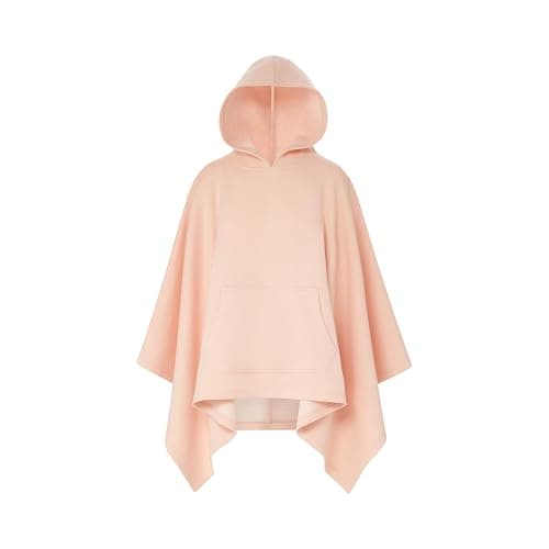 MV Sport Women's Sweatshirt Blanket Poncho Hoodie/Cozy Fleece Pullover Ponchos/Warm Hooded Cape for Women - One Size - Cameo Pink thumbnail 2