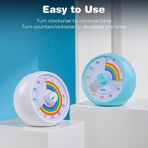 Visual Timer for Kids, 60-Minute Countdown Timer for Classroom Office Kitchen, Desk Timer Kids Time Management Tools with Silent Operation, Pomodoro Timer Rainbow Pattern (White) thumbnail 4