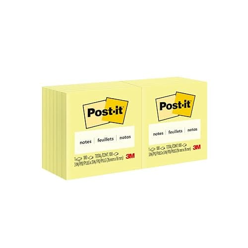 Post-it Notes 3x3 in, 12 Pads, America's #1 Favorite Sticky Notes, Canary Yellow, Clean Removal, Recyclable (654) - Image 1