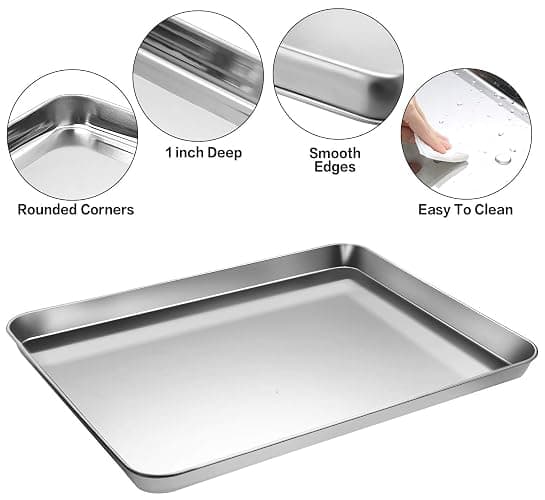 Stainless Steel Baking Sheet Tray Cooling Rack with Silicone Baking Mat Set, Cookie Pan with Cooling Rack, Set of 9 (3 Sheets + 3 Racks + 3 Mats), 10/12/16 Inch, Easy Clean thumbnail 3