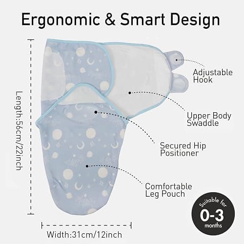 GLLQUEN BABY Baby Swaddle Wraps for 0-3 Months Newborn,Oeko-tex100,100% Breathable Organic Cotton Fabric Swadding Blankets,3 Pack(Astronaut) thumbnail 3