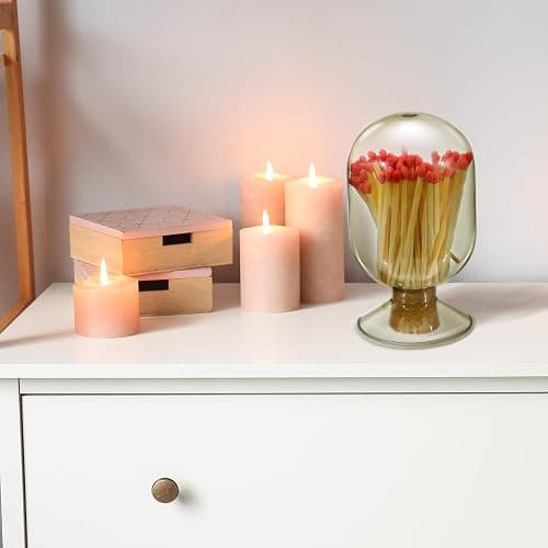 Teenyyou Smoke Grey Glass Match Cloche Holder Decorative Matches Jar Trendy Fireplace Display Decor, Not Include Sticks(5 x 2.87 Inch) thumbnail 6