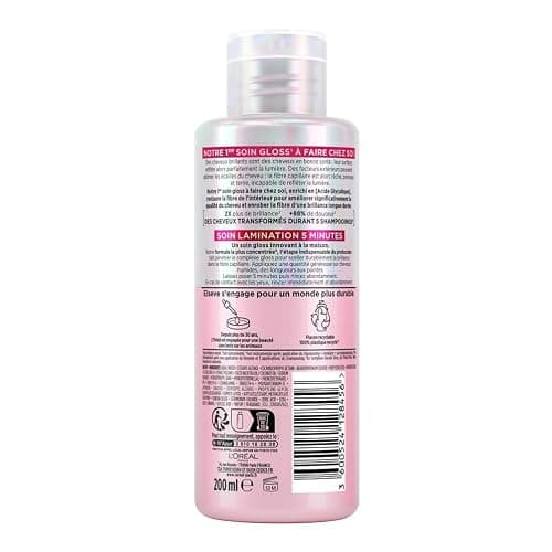 L'Oréal Paris - Routine Capillaire Protectrice pour Cheveux Ternes - Shampooing + Soin Lamination + Sérum Sans Rinçage - Acide Glycolique - Sans Sulfates - Elseve Glycolic Gloss - 3 Produits thumbnail 9