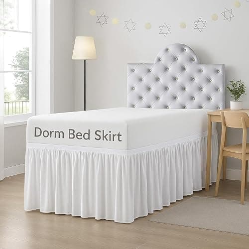 Cottingon Dorm Room Bed Skirt, 100% Microfiber, White, Twin XL-36'' Drop - Image 1