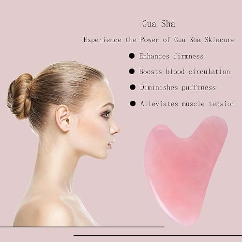 YAMHOHO Gua Sha Jade Stone Gua Sha Massage Tool, Guasha Tool for Face and Body Skin Massage. Tools for SPA Acupuncture, Pink Stone for Body Face Neck and Eye, Skin Care Gift for Woman (Pink) thumbnail 3