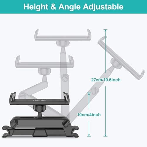 Klsniur Car Headrest Mount, Tablet Headrest Holder, Car Backseat Seat Mount Holder Universal 360° Rotating Adjustable for 6"-10.5" Tablet iPad iPad Air iPad mini,Samsung Galaxy thumbnail 4
