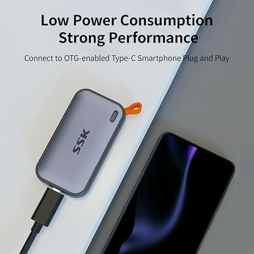 SSK 500 Go SSD Externe jusqu'à 1050Mo/s en Lecture, USBC 3.2 Gen2 Disque Dur Externe Portable SSD pour iPhone 15/16/PRO,PS5, Xbox, Ordinateur Portable, MacBook/Pro/Air et Plus thumbnail 3