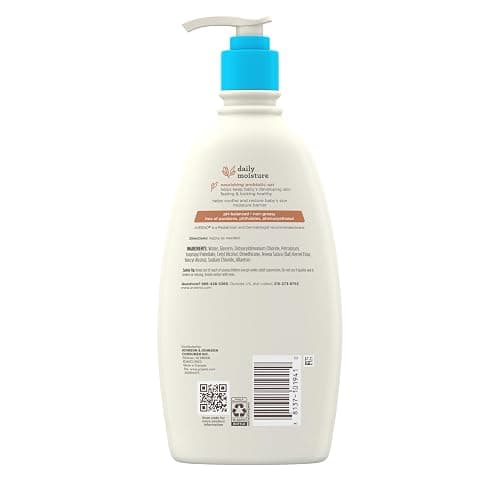 Aveeno Baby Daily Moisture Body Lotion for Sensitive Skin, Hypoallergenic Moisturizing Baby Lotion with Nourishing Oatmeal to Deeply Moisturize Baby's Skin, Fragrance-Free, 18 fl. oz thumbnail 7