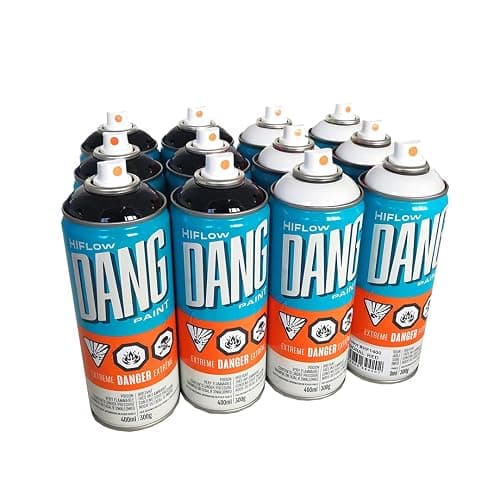 DANG Hiflow High Pressure Graffiti Spray Paint Set of 12 (Black and White Colors) - Image 1