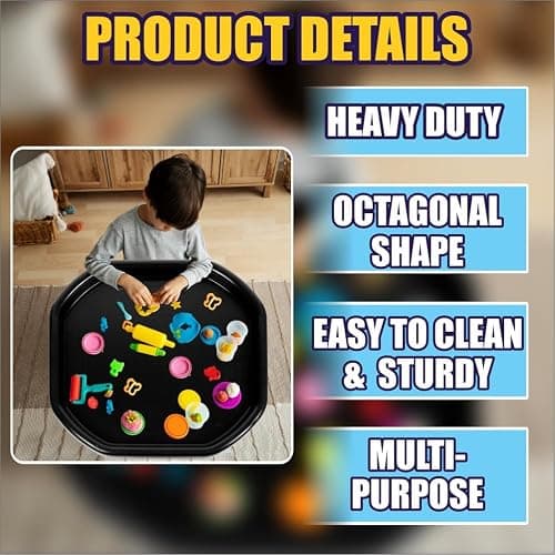 Small Mixing Tray 70cm x 70cm Octagonal Sand Pit Tray concrete and Mortar Mixing Tray Kids Messy Activities Plastic Tuff Spot Board Water Sand Activities Sand Plastering (Set Of 1, Black) thumbnail 4