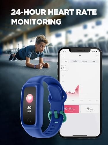 BIGGERFIVE Vigor 2 Kids Fitness Tracker Watch for Girls Boys Ages 5-12, IP68 Waterproof, Activity Tracker, Pedometer, Heart Rate Sleep Monitor, Calorie Step Counter Watch thumbnail 4