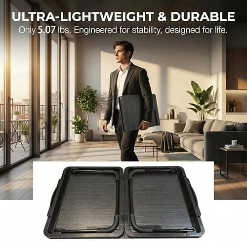 BUYIFY Portable Foldable Laptop Desk for Bed and Couch, Adjustable Lap Desk with Cup Holder and Phone Holder, Ideal for Working, Reading, Writing, and Breakfast (Black)-USA Original Patent thumbnail 6