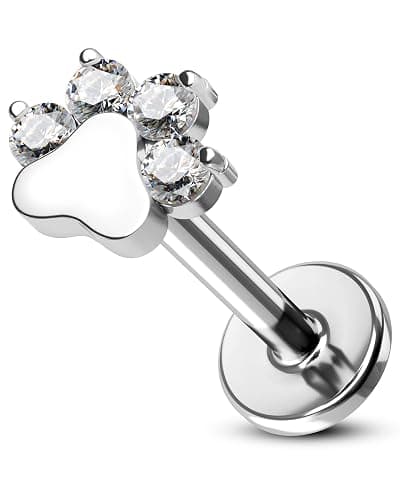 COCHARM G23 Titanium Cartilage Earring Stud for Helix 16g Flat Back Dog Paw Cartilage Piercing Jewelry Front Top Screw Helix Tragus Earrings - Image 1