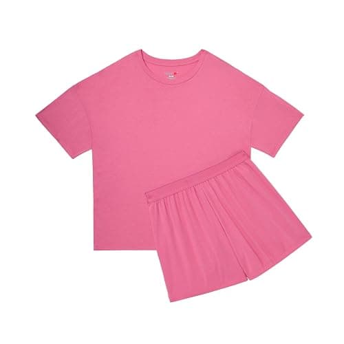 Hanes womens Originals 2 Piece Lounge Set, Comfywear Supersoft Boxy T-shirt & Sleep Shorts Loungewear Set thumbnail 4