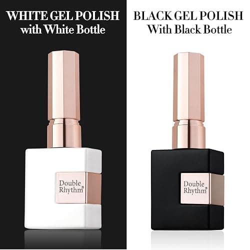 Double Rhythm 2 Pcs 15ml UV Gel Polish Set Pure White And Black Color Gel Nail Polish Kit Nail Art Salon DIY (2-A1015+A1093) thumbnail 2