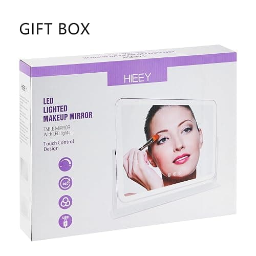 HIEEY Vanity Mirror with Lights, Lighted Makeup Mirror, Three Color Lighting Modes, and 5X Magnification Mirror, Smart Touch Control, 360°Rotation (17.4" x 13.5" White,Gift Box) thumbnail 6