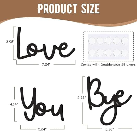 Dripykiaa Love You Bye Wood Sign Home Decor Boho Decor Wall Decor Express Love and Warm for Your Family Lovers Wall Art Gift Hallway Entryway Door Valentine Decorations for Home - 21.6" - Black thumbnail 3