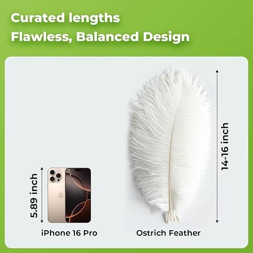 Piokio 10 pcs White Ostrich Feathers 14-16 inch(35-40 cm) Bulk for Wedding Party Centerpieces, Gatsby Decorations thumbnail 2
