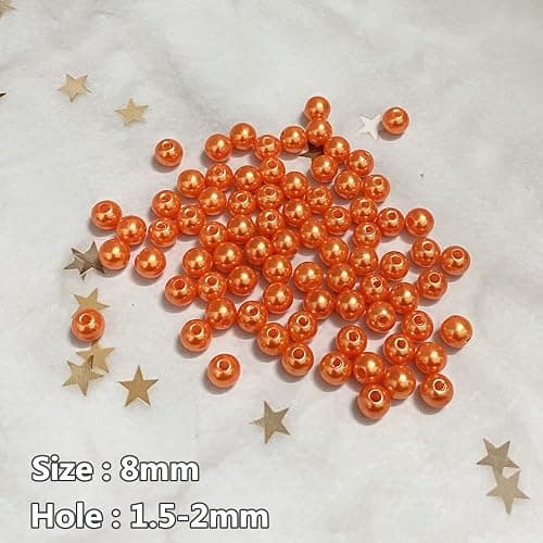 400pcs 8mm Pearl Beads Satin Luste Round Loose Plastic Pearl Craft Beads for Jewelry Making Earring Bracelet Necklace Key Chains Sewing Crafts Decoration (Orange) thumbnail 3