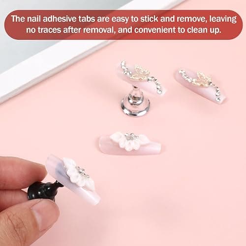 TIESOME 600 PCS False Tip Double Sided Adhesive Tapes, White Pre-Cut Nail Display Strips Press on Adhesive Tabs Nail Art Glue Stickers for Nails Art Holder Nails Display Book thumbnail 5