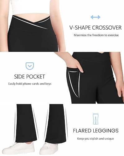 JOCMIC Girls Flare Leggings Kids Bell Bottom High Waisted Dance Yoga Flared Pants thumbnail 4