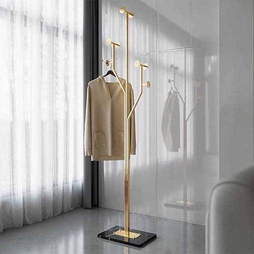BUZUEY Gold Coat rack,Sturdy coat tree freestanding heavy duty with Marble Base,Metal standing coat rack for Bedroom,Entrance,Modern coat hanger stand for Coats,Hats,Bags(gold) thumbnail 7