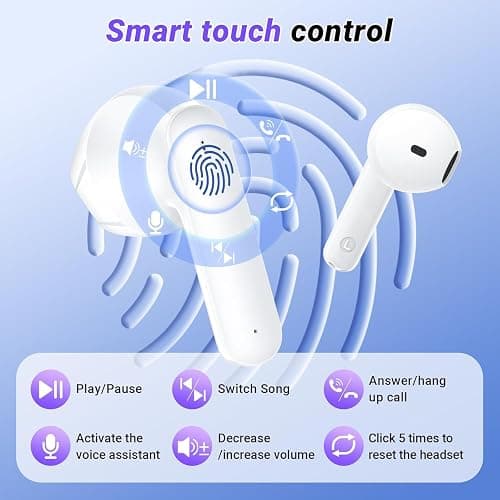 Ecouteurs Bluetooth sans Fil, Intra-Auriculaires Oreillette Bluetooth 5.3 avec 4 ENC Réduction Antibruit Mic, 50H Hi-FI Son Stéréo Casque, IPX7 Étanche Contrôle Tactile Écouteurs pour iPhone Android thumbnail 4