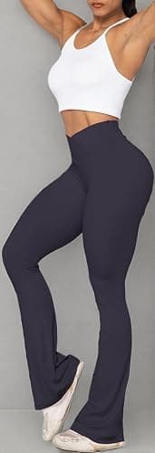 Sunzel Flare Leggings, Crossover Yoga Pants with Tummy Control, High-Waisted and Wide Leg thumbnail 8