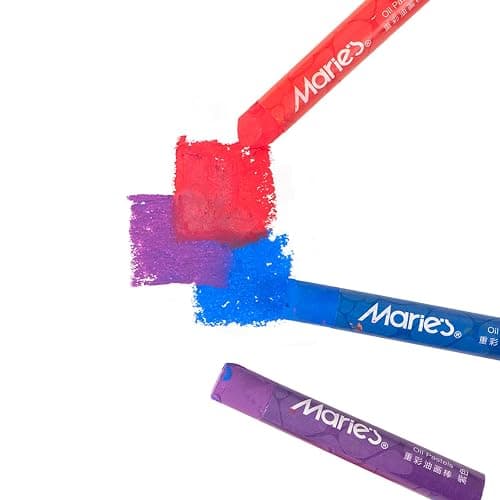 Marie's 48 Colors Oil Pastels with 4 Bonus White Pencils in Tin Box,Vibrant Colors for Smooth Blending & Layering, Oil Pastels for Artists, Students, Teachers & Beginners (10x70mm) thumbnail 8