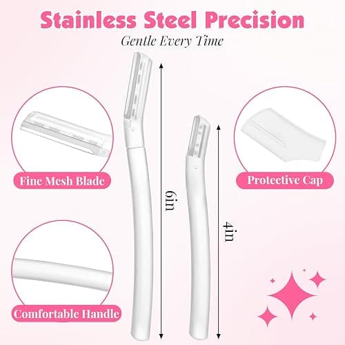 32-Pack Face Razors for Women – Dermaplane & Eyebrow Razor Set, 24 Long + 8 Short Precision Blades for Peach Fuzz Removal, Gentle Exfoliation, Ideal for Stocking Stuffers (Clear) thumbnail 2