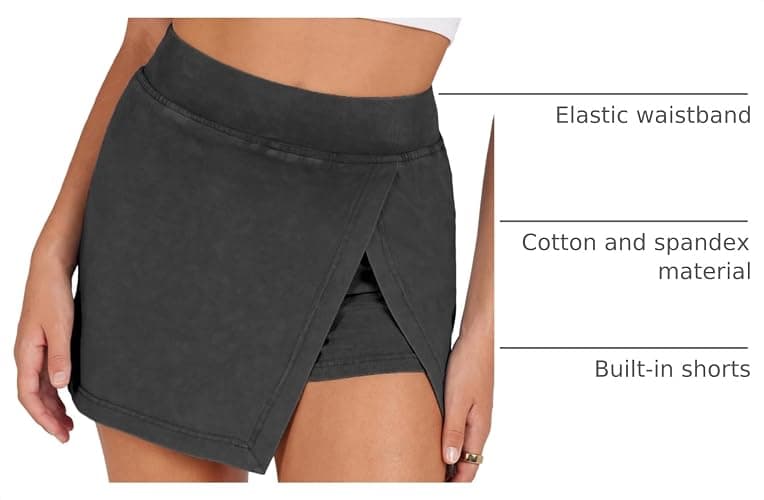 Lianlive Women's Mini Skirt High Waist Casual Split Hem Black Skort Athletic Tennis Bodycon Skirts with Inner Shorts thumbnail 4