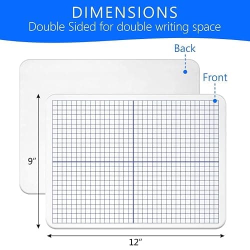 Grid Whiteboard, 9 x 12 Graph Board, 2 Pack Double Sided Dry Erase Board for Students and Kids thumbnail 3