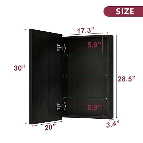 LDarqeer 20 X 30 Inch Bathroom Medicine Cabinet with Mirror | Wall Mounted Mirror Storage Cabinet Bathroom Organizer Cabinet thumbnail 3
