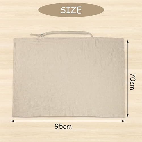 Aolso Breastfeeding Cover Nursing Cover, Muslin Cotton Soft Breathable Nursing Cover, Adjustable Strap Breast Feeding Coverall for Car Seat Blanket and Stroller Coverall (Khaki) thumbnail 2