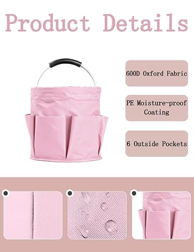 CIHTL Cleaning Caddy with Handle, for Cleaning Supplies Organizer Bucket | Foldable Storage Tote with 6 Pockets,17L Large Capacity Basket for Household Organizer,Laundry Room,Bathroom & Home thumbnail 4