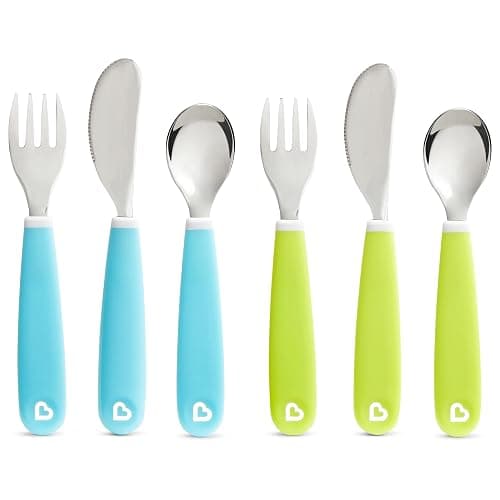 Munchkin® Splash™ Toddler Fork, Knife and Spoon Utensil Set, 6 Pack, Blue/Green - Image 1