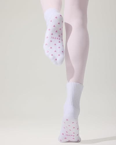 PAVOI ACTIVE Pilates Socks with Grips for Women - One Size Non Slip Quarter-Crew Grip Socks for Yoga, Barre - Bamboo Blend thumbnail 5
