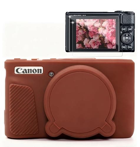 Frevyve Case for Canon PowerShot SX740 HS, SX730 HS Camera, Soft Silicone Protective Case, Slim Fit Sleeve with Removable Lens Cover and Screen Protector Accessories, Anti-Scratch (Dark Brown) - Image 1