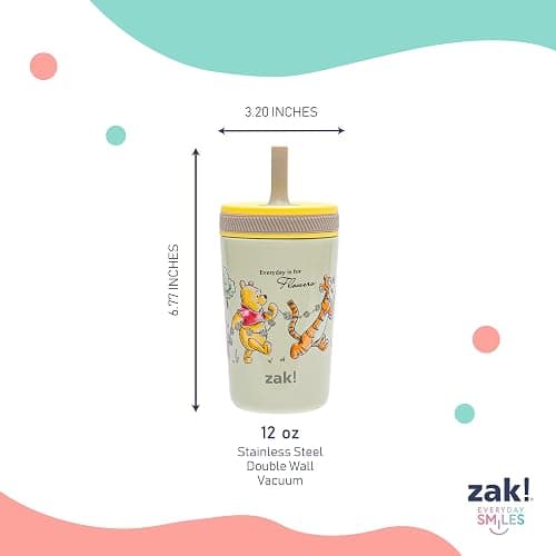 Zak Designs Disney Winnie the Pooh Kelso Toddler Cups For Travel or At Home, 12oz Vacuum Insulated Stainless Steel Sippy Cup With Leak-Proof Design is Perfect For Kids (Winnie the Pooh & Friends) thumbnail 2
