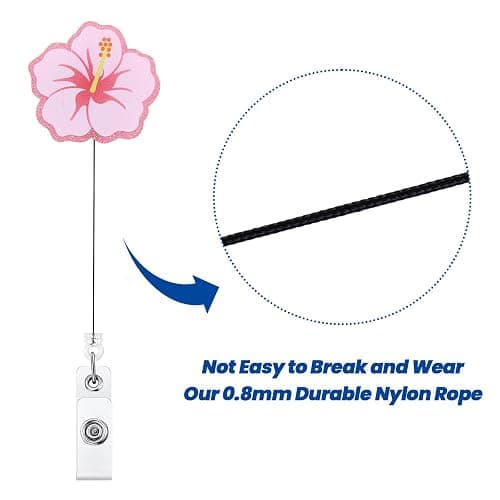 Cute Hibiscus Flower Badge Reel, Pink, Retractable ID Card Holder | Work Badge Clip for Pediatric ED ER RN CNA LPN MA PT OT Therapists HR Social Workers Nurses Doctor Teachers Nursing Student thumbnail 5