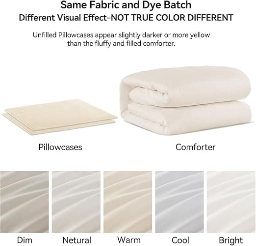ROSGONIA Queen Comforter Set Ivory, 3pcs(1 Boho Ivory Comforter & 2 Pillowcases) All Season Soft Bedding Lightweight Bedspread Blanket Quilt Bed thumbnail 2