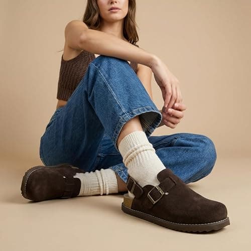 CUSHIONAIRE Brooklyn Genuine Suede Slingback Clogs for Women with Buckle thumbnail 2
