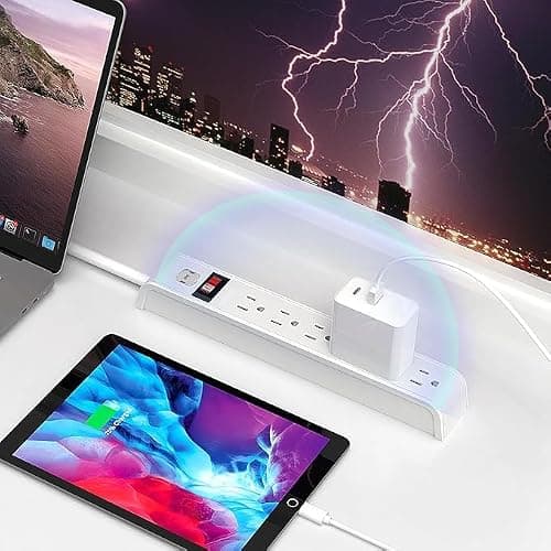 TiFFCOFiO Surge Protector Power Strip, 6 Feet Extension Cord, 600 Joules Surge Protection, Multiple Protection 6 Outlet Strip, 14 AWG Cord, 15A/1875W, ETL Listed, 2 Packs thumbnail 6